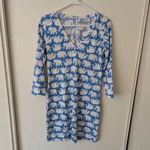 Lilly Pulitzer Womens Small Christie Dress Bay Blue Tusk In The Sun Vacation